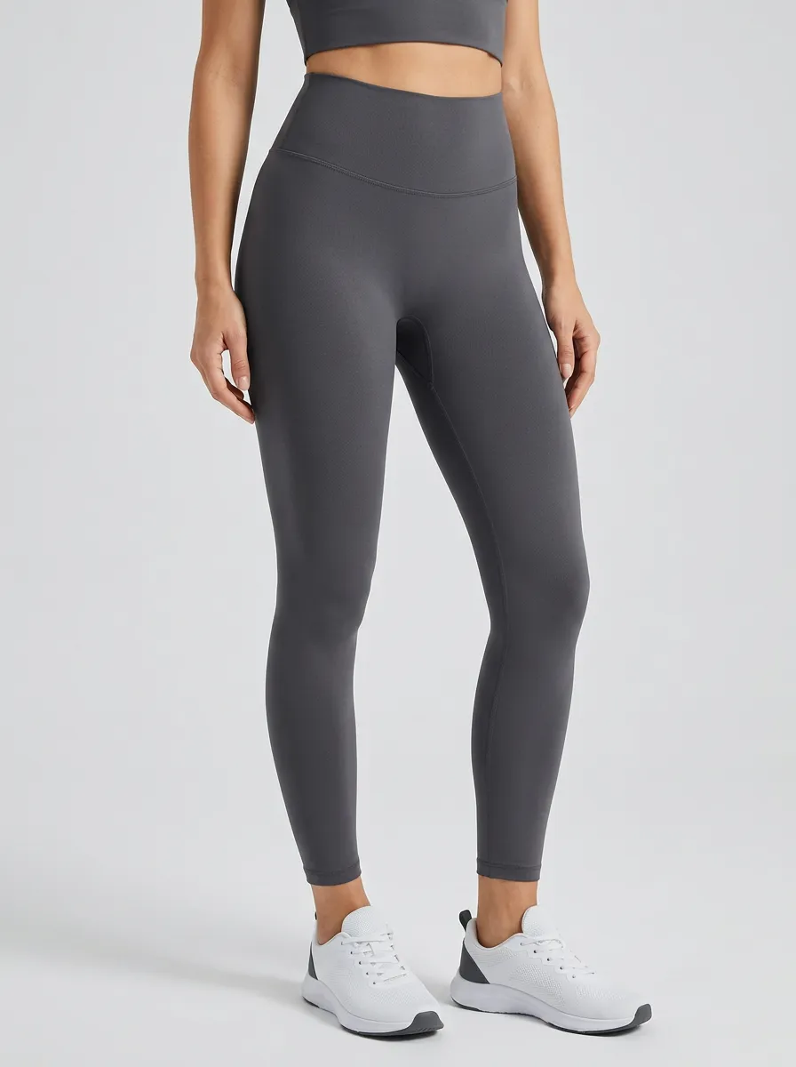 Women's Seam-Free-Front Ankle-Length Seamless-Look Pocket-Free Minimalist High-Rise Leggings