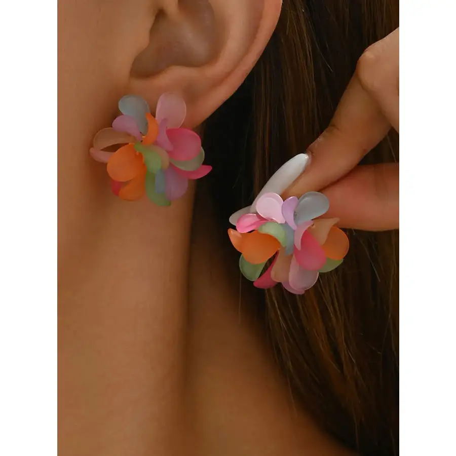 Acrylic Colorful Flower Stud Earrings