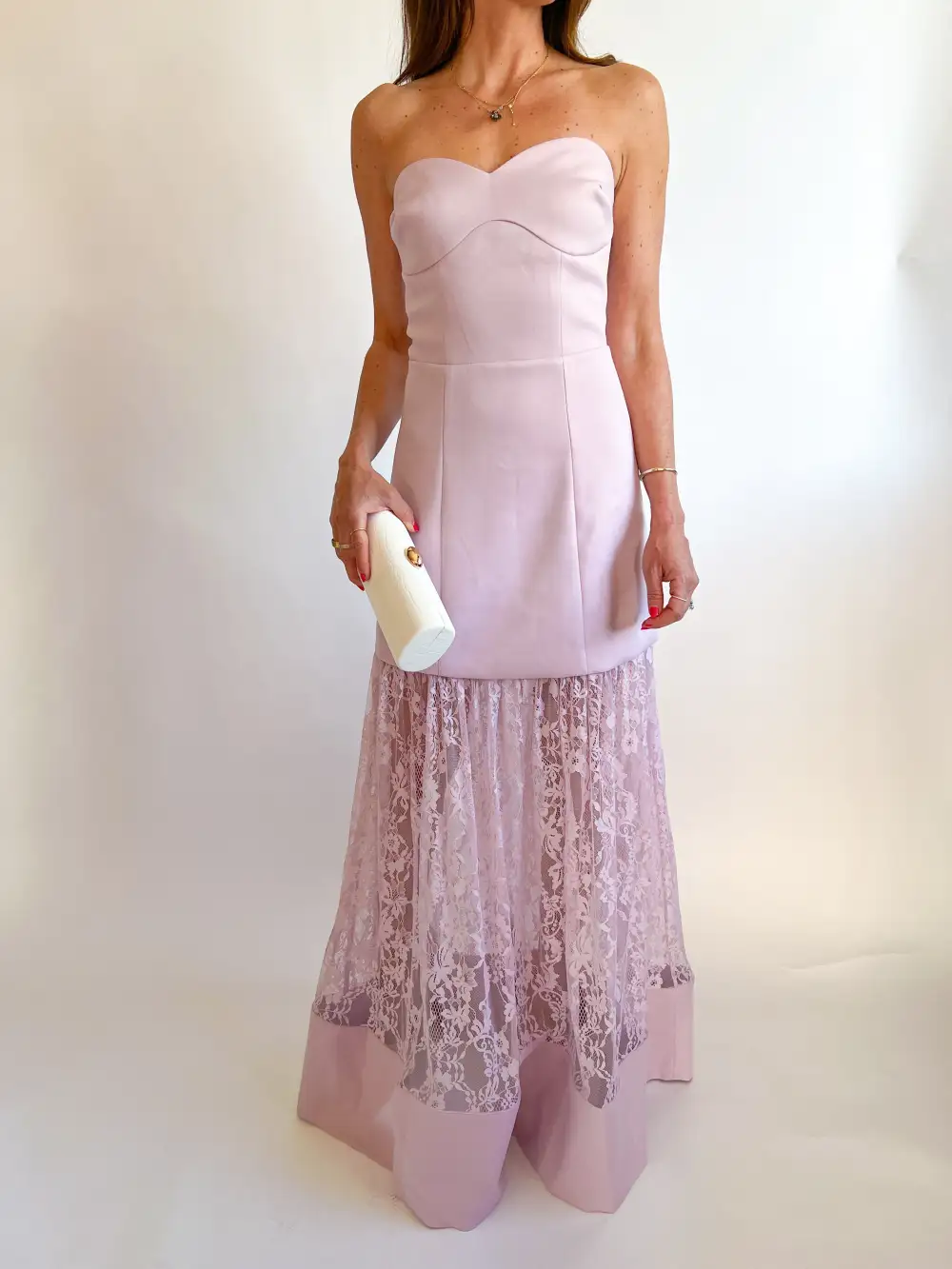 Lace Strapless Maxi Gown