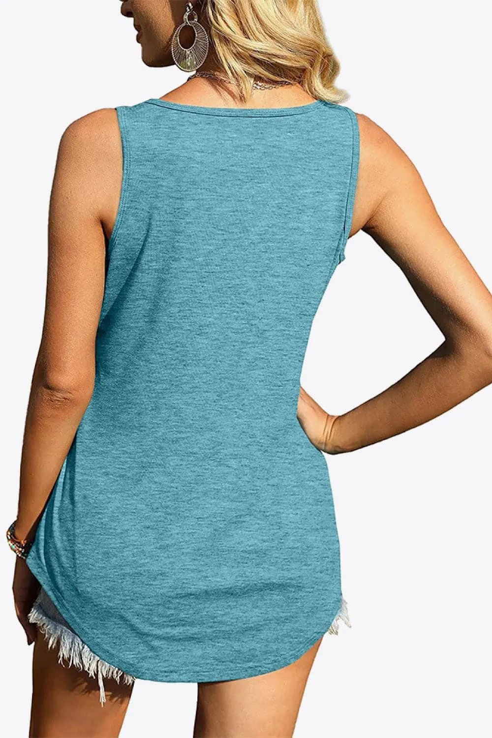 Curved Hem Square Neck Tank Top