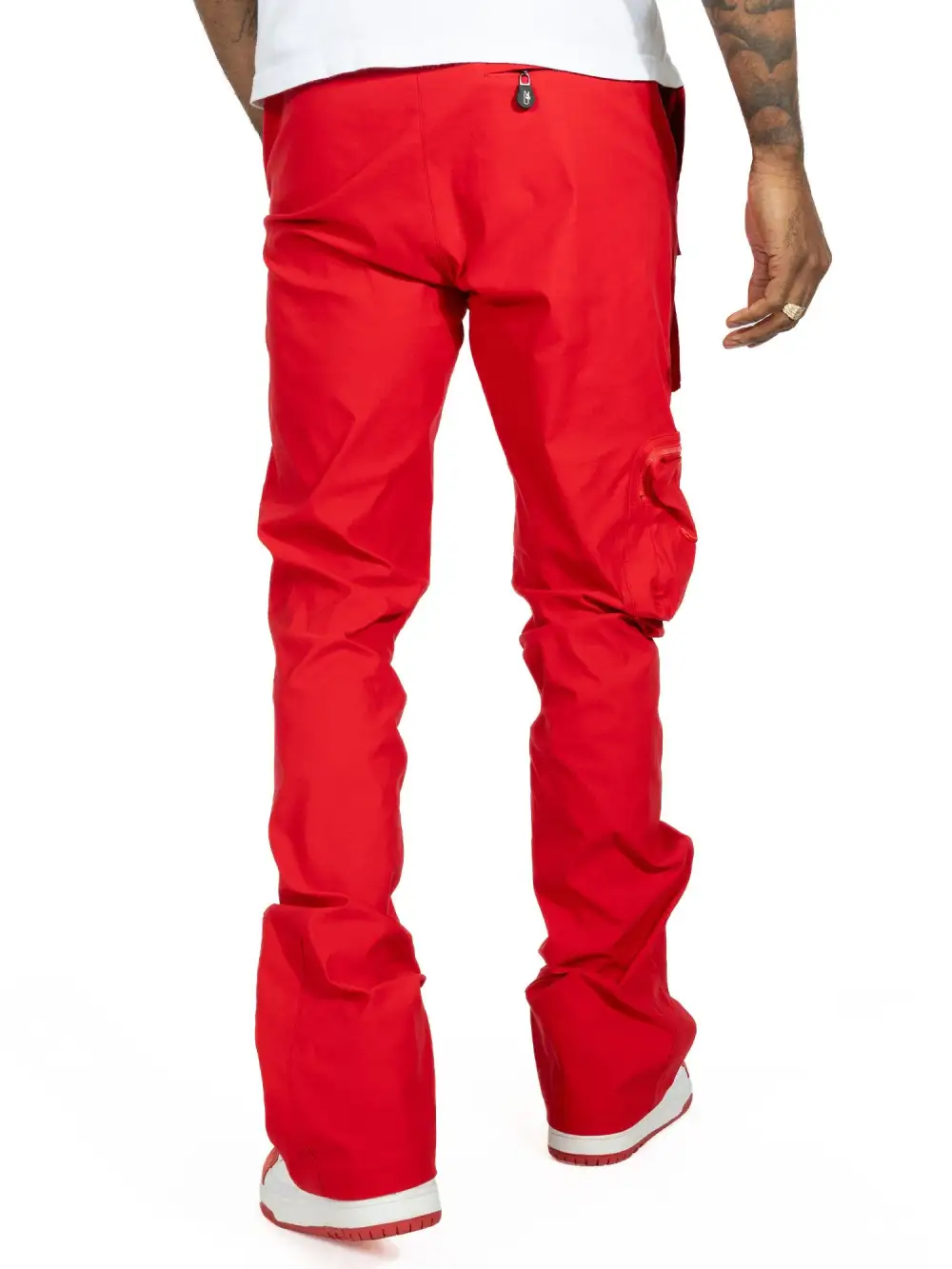 Pocketed Nylon Stacked Cargo Pants