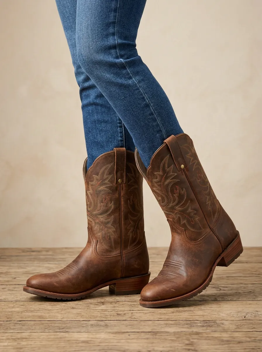 Unisex Western Cowboy Embroidered Boots