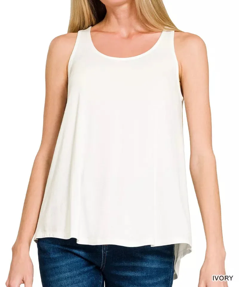 Flowy Hem Rayon Sleeveless Tank Top