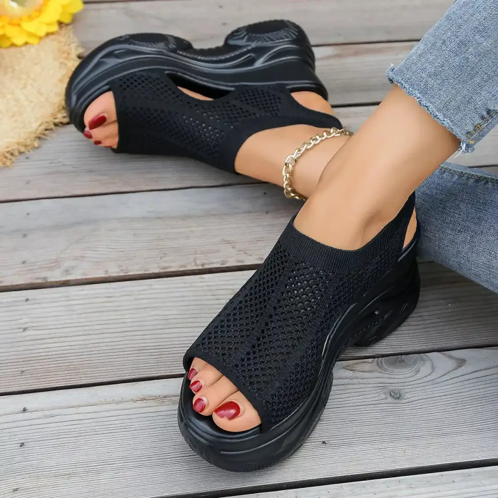 Relaxed Open Toe Wedge Sandals