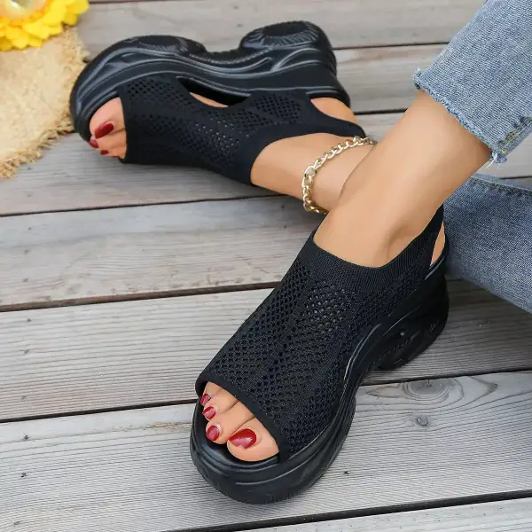 Relaxed Open Toe Wedge Sandals