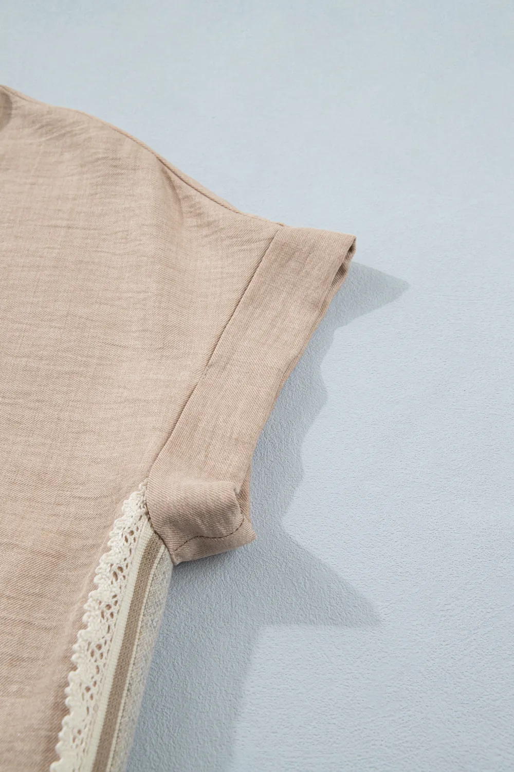 Parchment Crochet Lace Accent Pullover Blouse