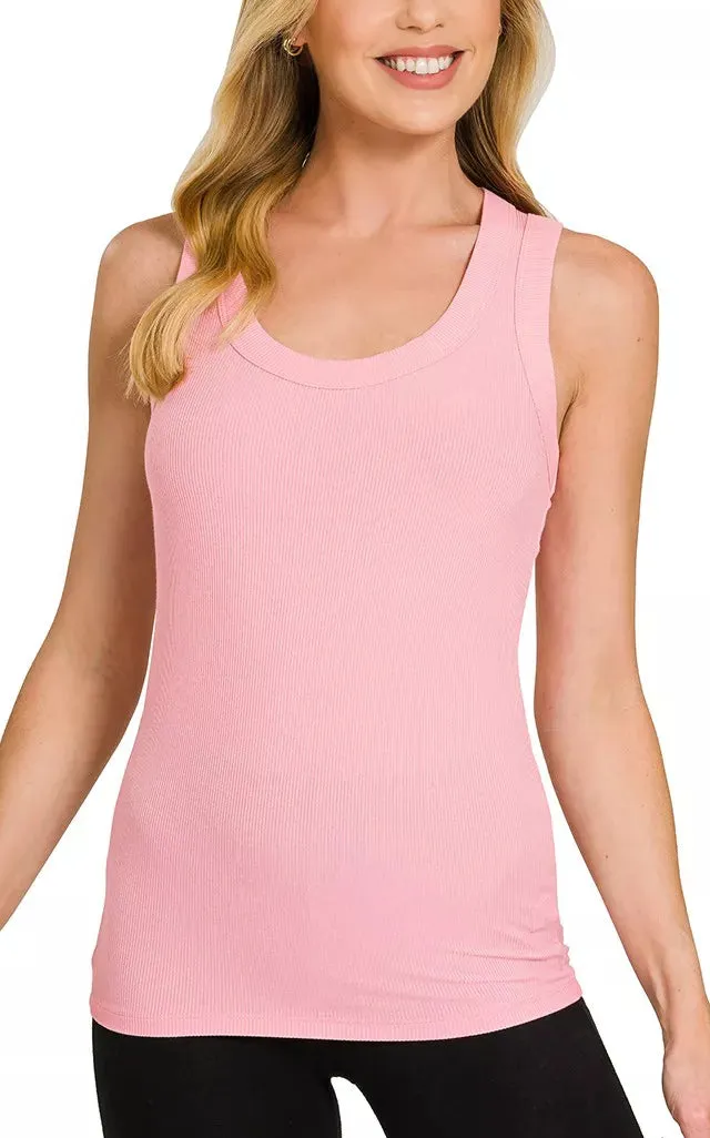 Scoop-Neck Ribbed Tank Top