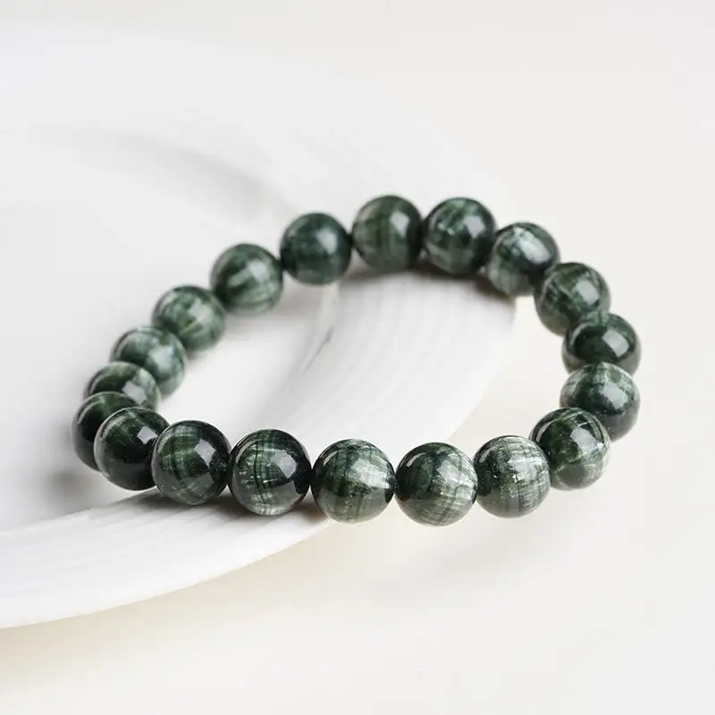 Natural Seraphinite Round Emotional Beaded Bracelet