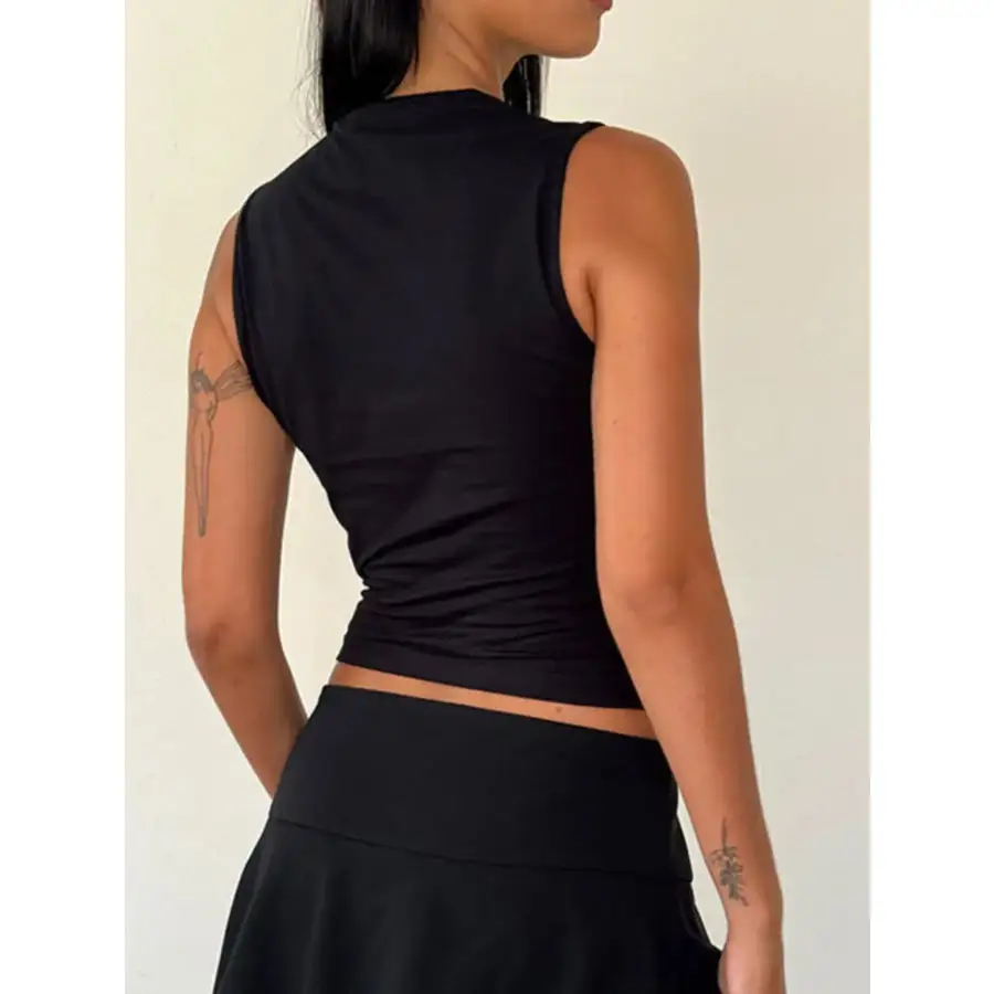 Bow Detail Square Neck Cropped Tank