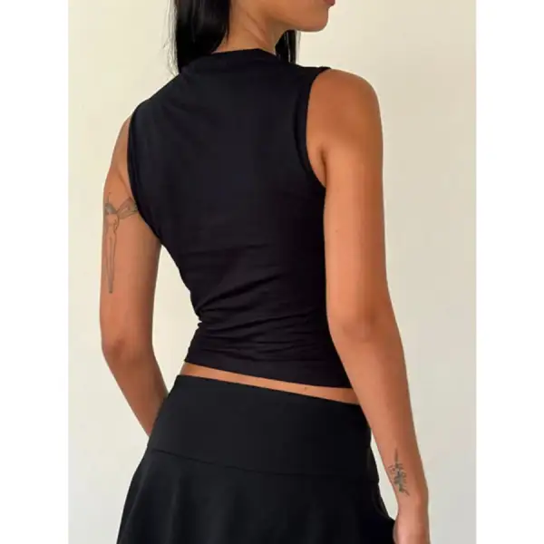 Bow Detail Square Neck Cropped Tank