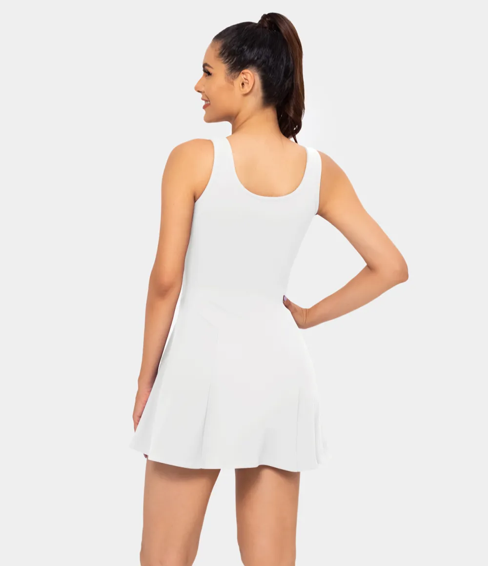 Square Neck Side Pocket 2-Piece Mini Flare Dress Set