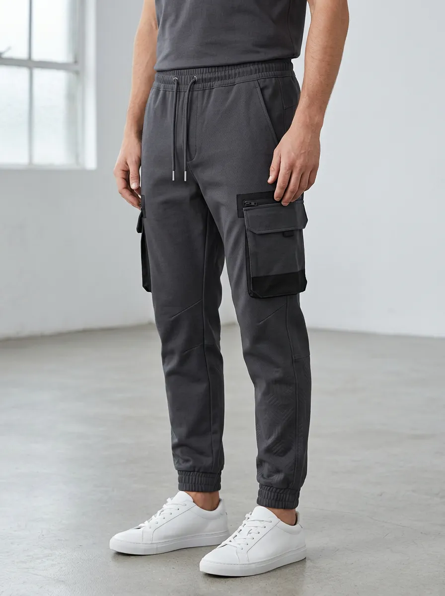 Practical Geometric Graphic Print Design Men's Cargo Jogger Pants
