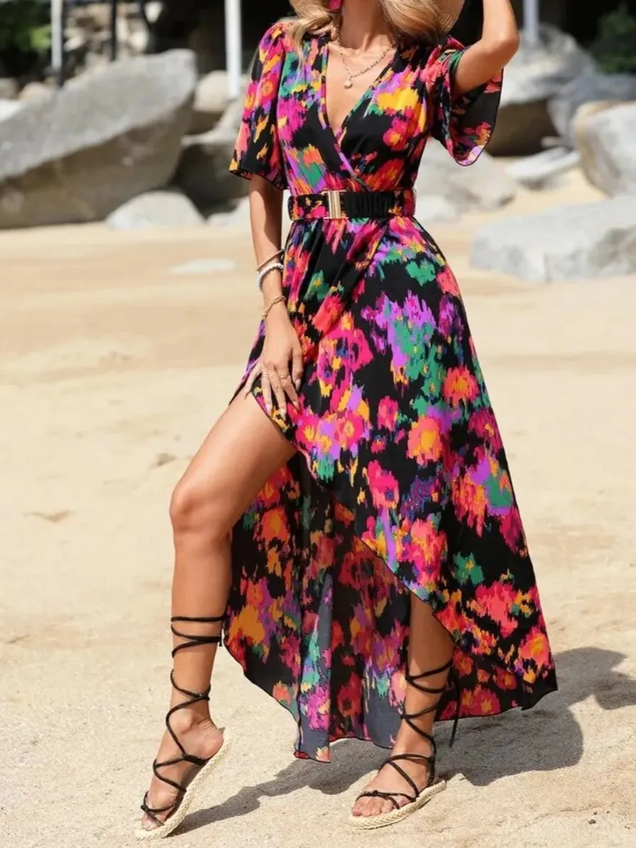 Surplice Neck Maxi Dress
