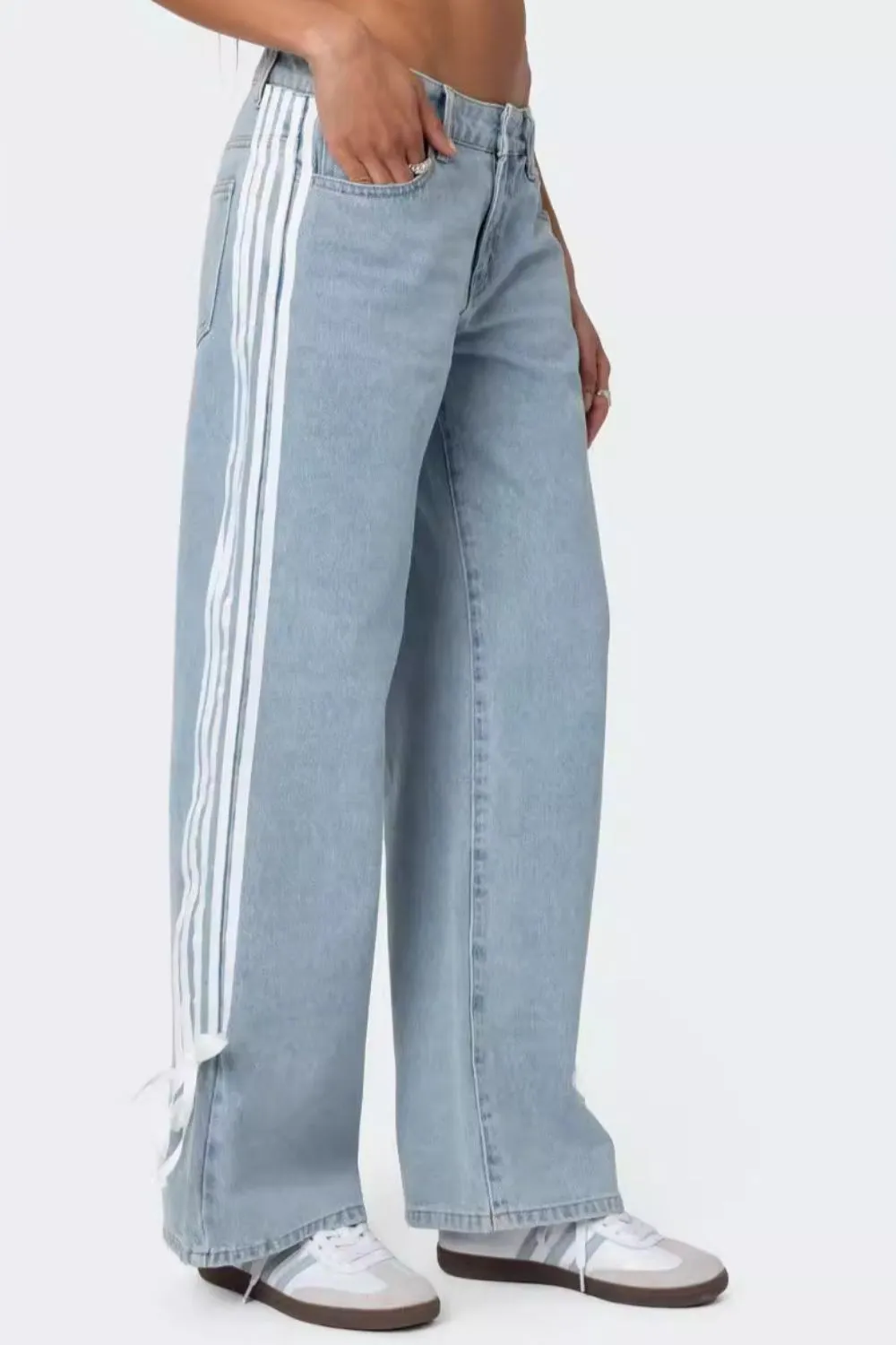 Side Striped Loose Fit Denim Jeans
