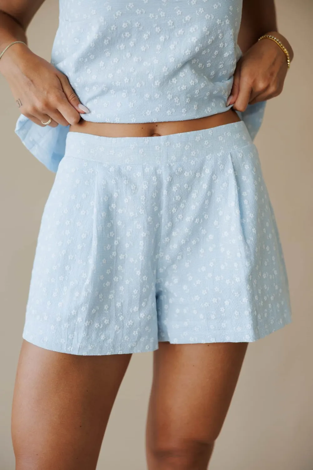 Cotton Floral Print Elastic Waist Casual Shorts
