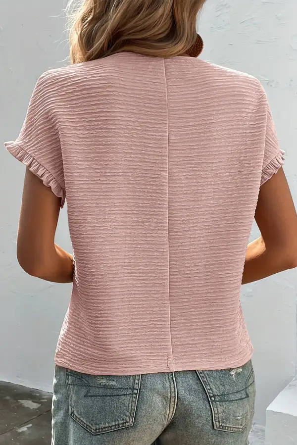 Classic Ruffle Sleeve Short Sleeve Blouse