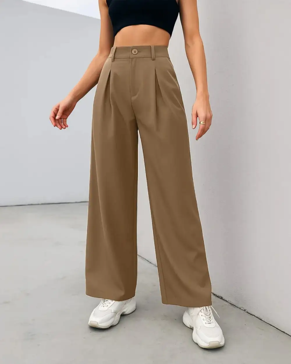 Polished High Waist Wide Leg Trousers