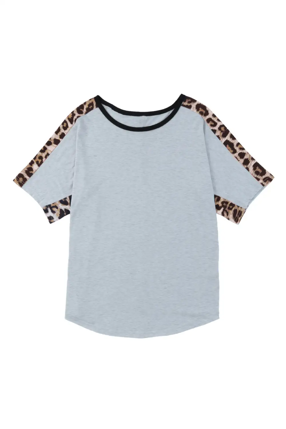 Leopard Splicing O-Neck Short Sleeve