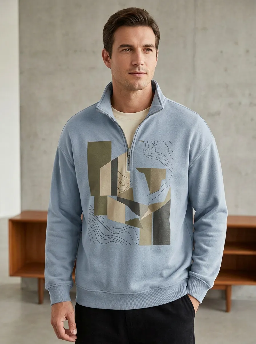 Everyday Half-Zip Geometric Abstract Men's Half-Zip Sweatshirt