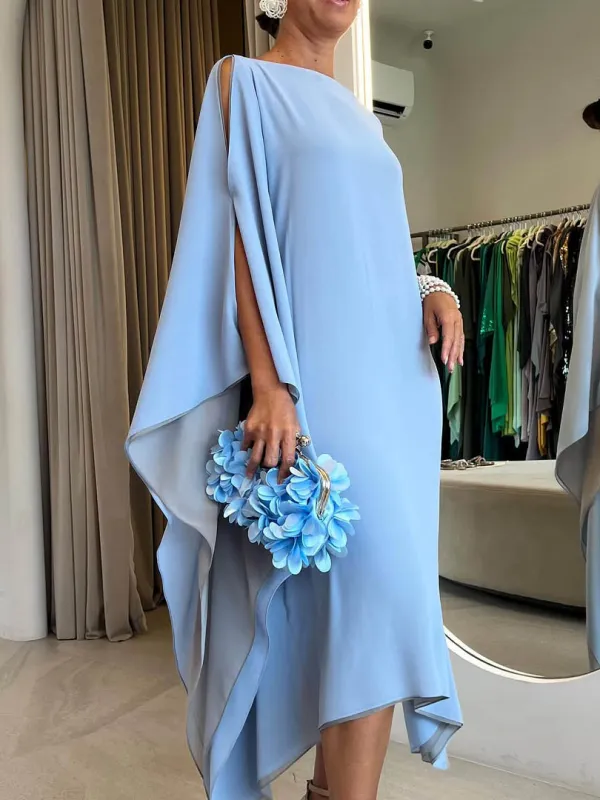 Elegant Two Tone Cave Midi Dress