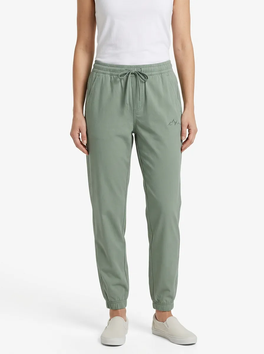 Women's Mountain Embroidered Faux-Fly Jogger Pants