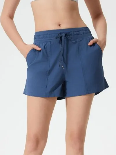 Drawstring Active Shorts With Pockets