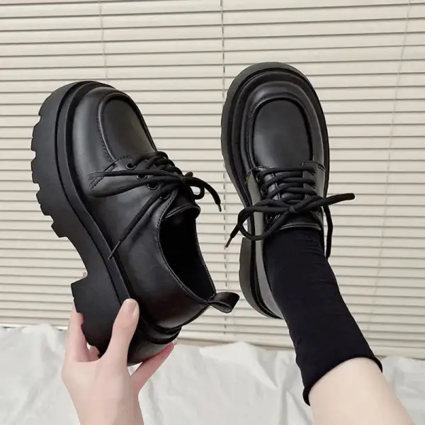 Leather Lace-Up Loafer Flats