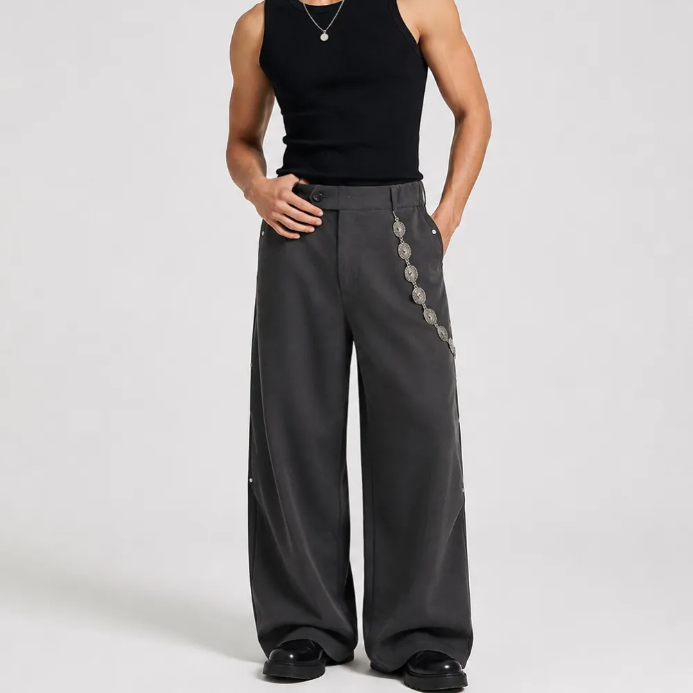 Draped Wide-Leg Tailored Trousers
