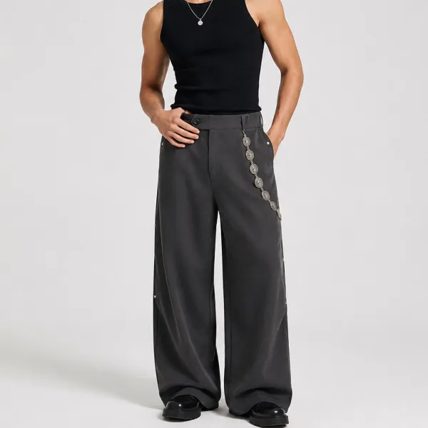 Draped Wide-Leg Tailored Trousers