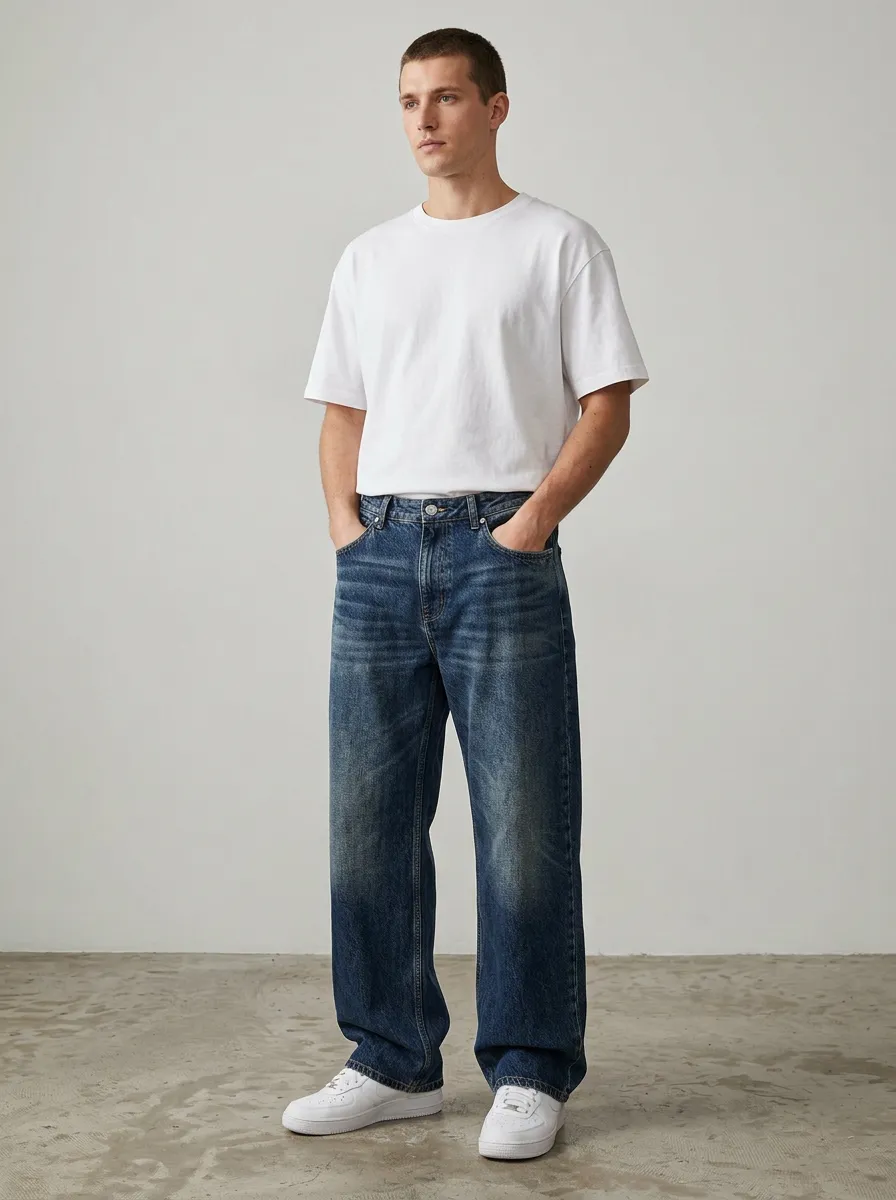 Straight Fit Relaxed Fit Men's Essential Denim Jeans
