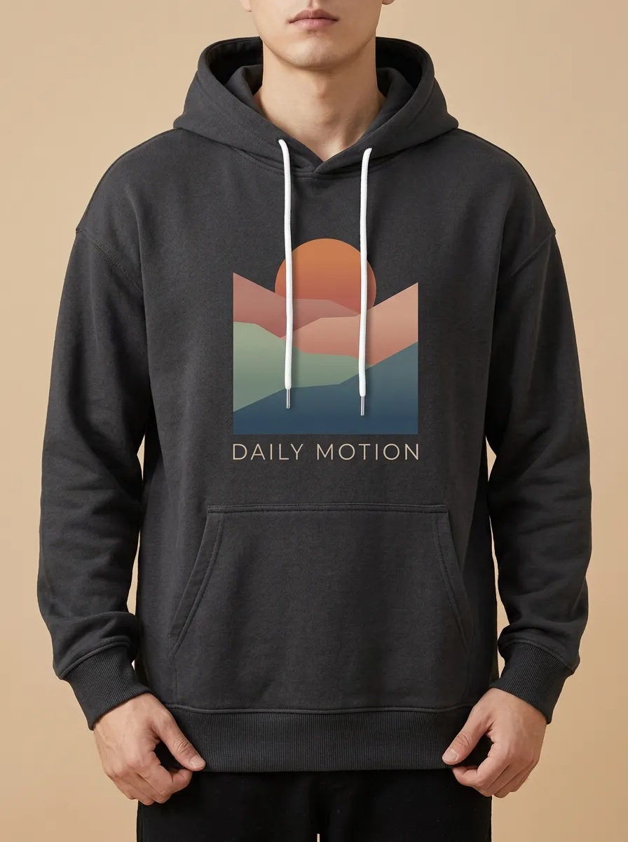 Unisex Daily Motion Sunset Mountain Print Hoodie