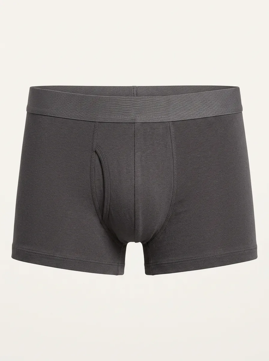 Men's Solid Charcoal Grey Cotton Boxer Briefs