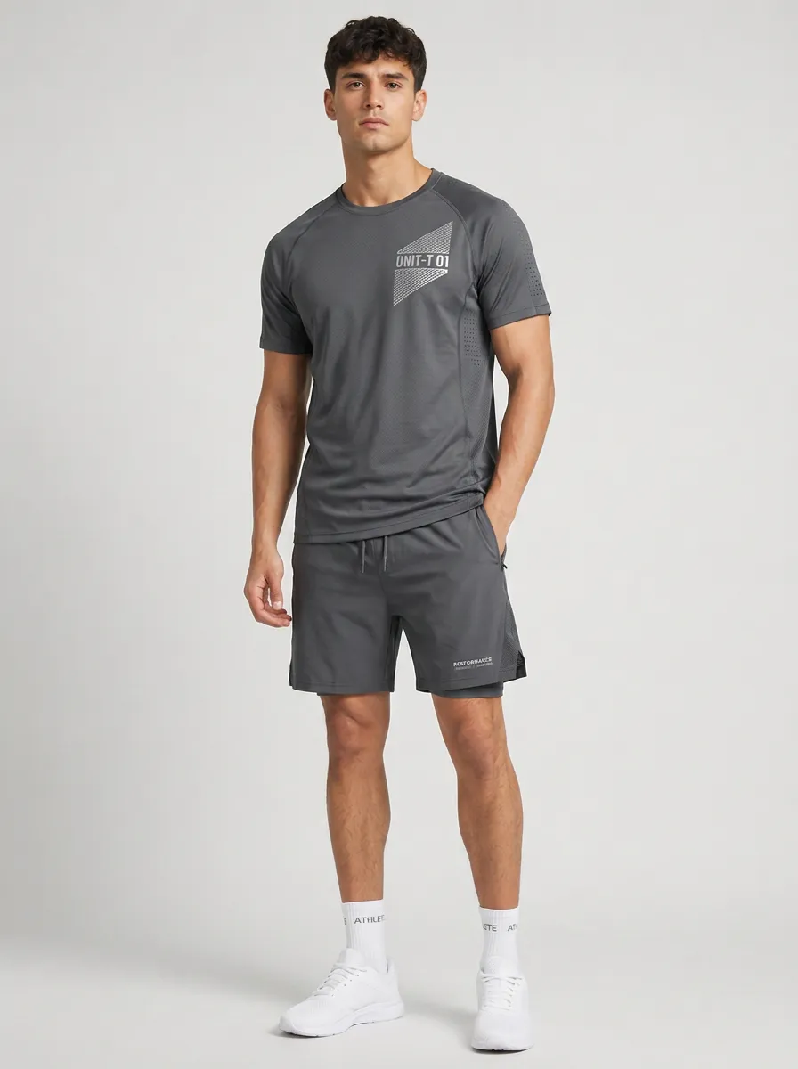 Men's Gym Fitness Unit-T 01 Graphic Printed Sportswear Set
