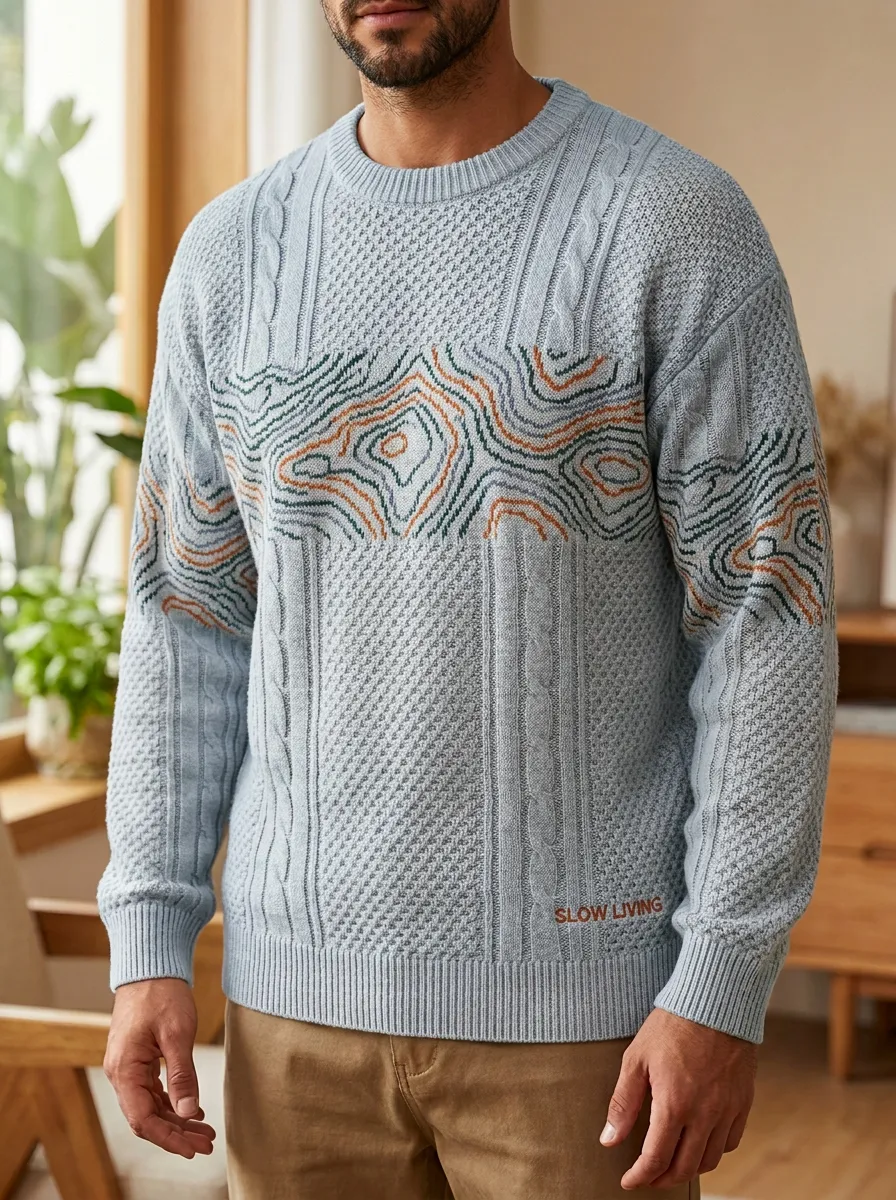 Men's Graphic Cable-Knit Sweater
