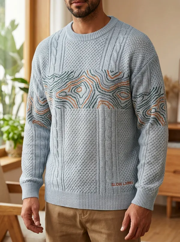 Men's Graphic Cable-Knit Sweater