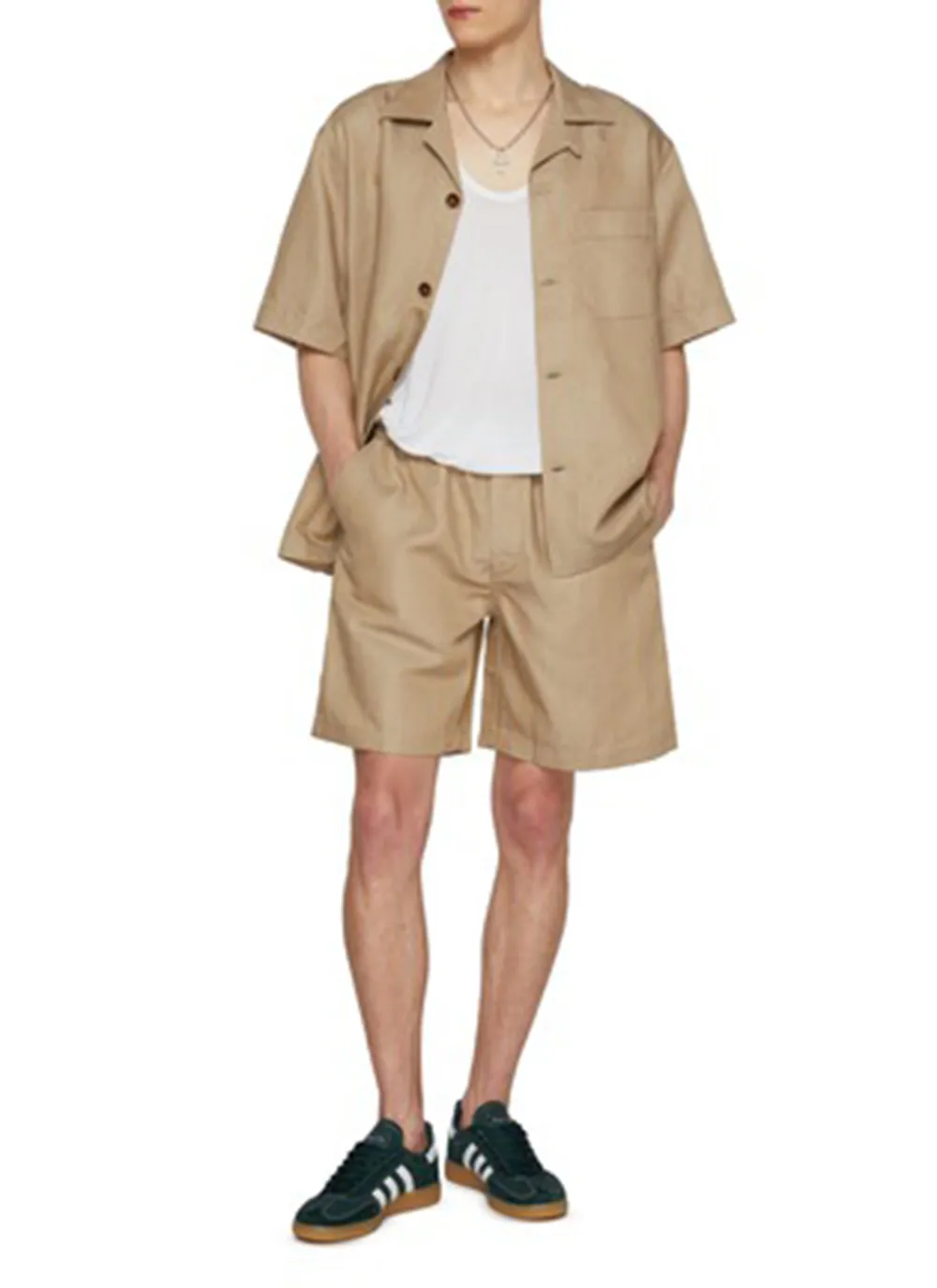 Simple Retro Soft Linen Feeling Beige Shirt