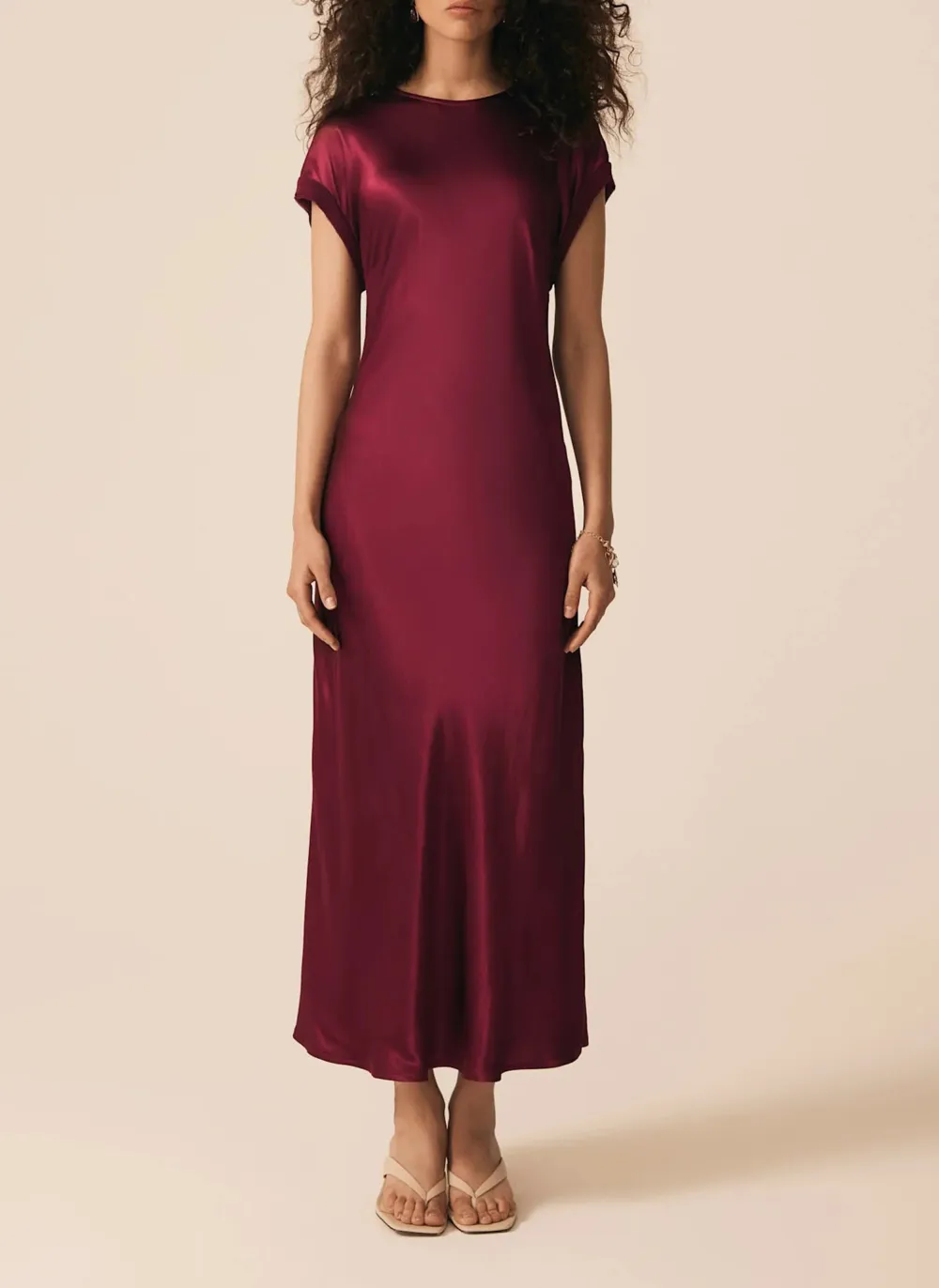 Casual Style Satin Midi Dress