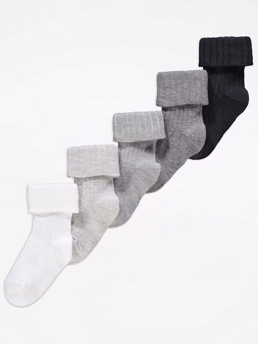 Black Ribbed Socks 5 Pack detail 1