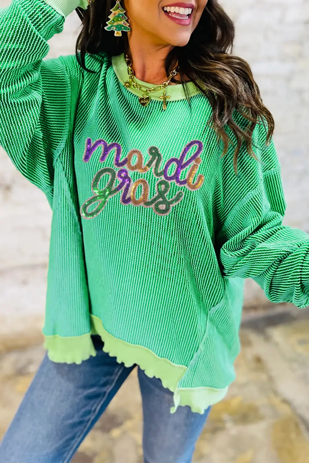 Women's Graphic Ribbed Sequin T-Shirt