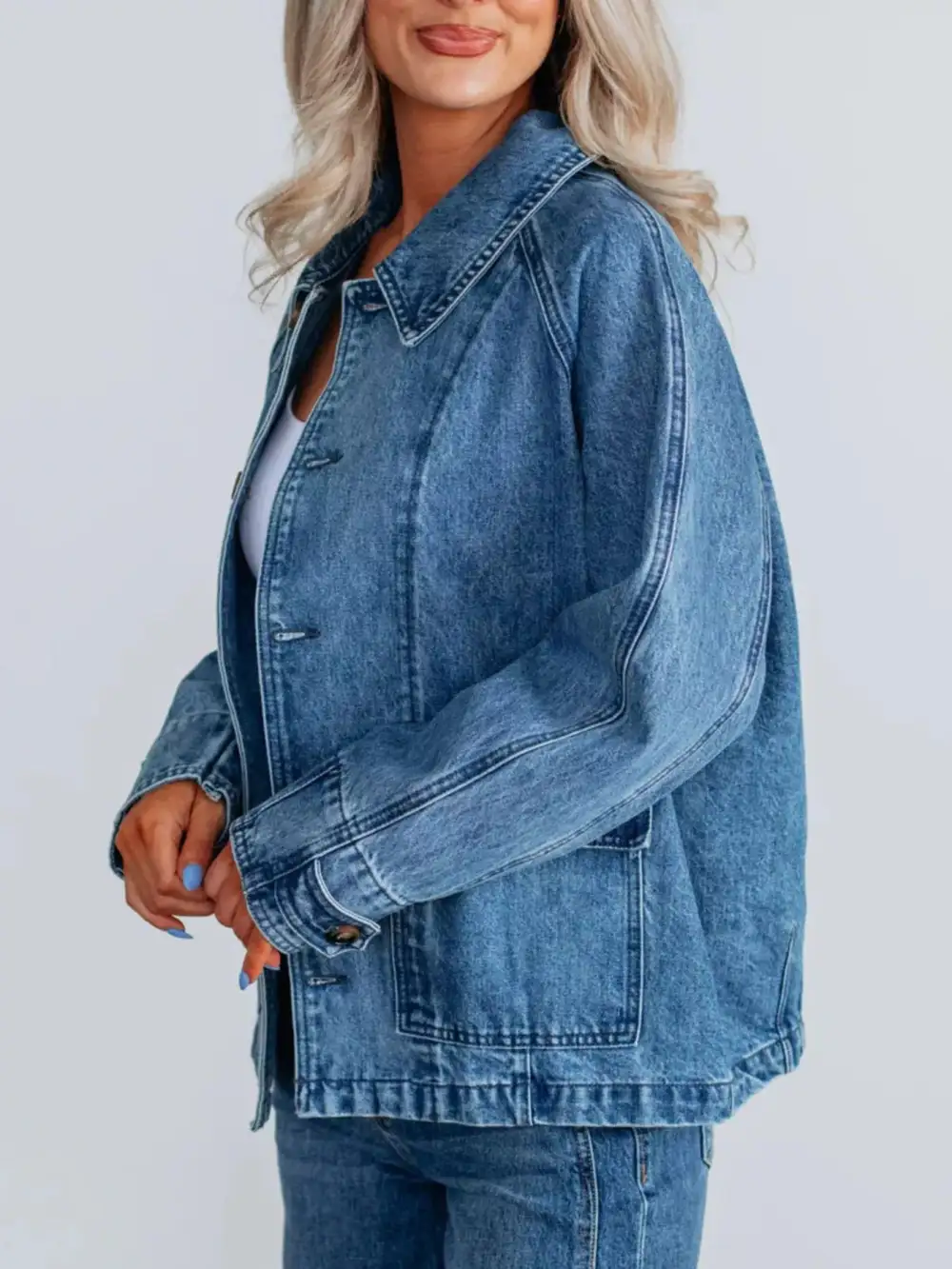 Button Up Raglan Sleeve Jacket