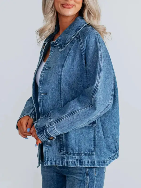 Button Up Raglan Sleeve Jacket