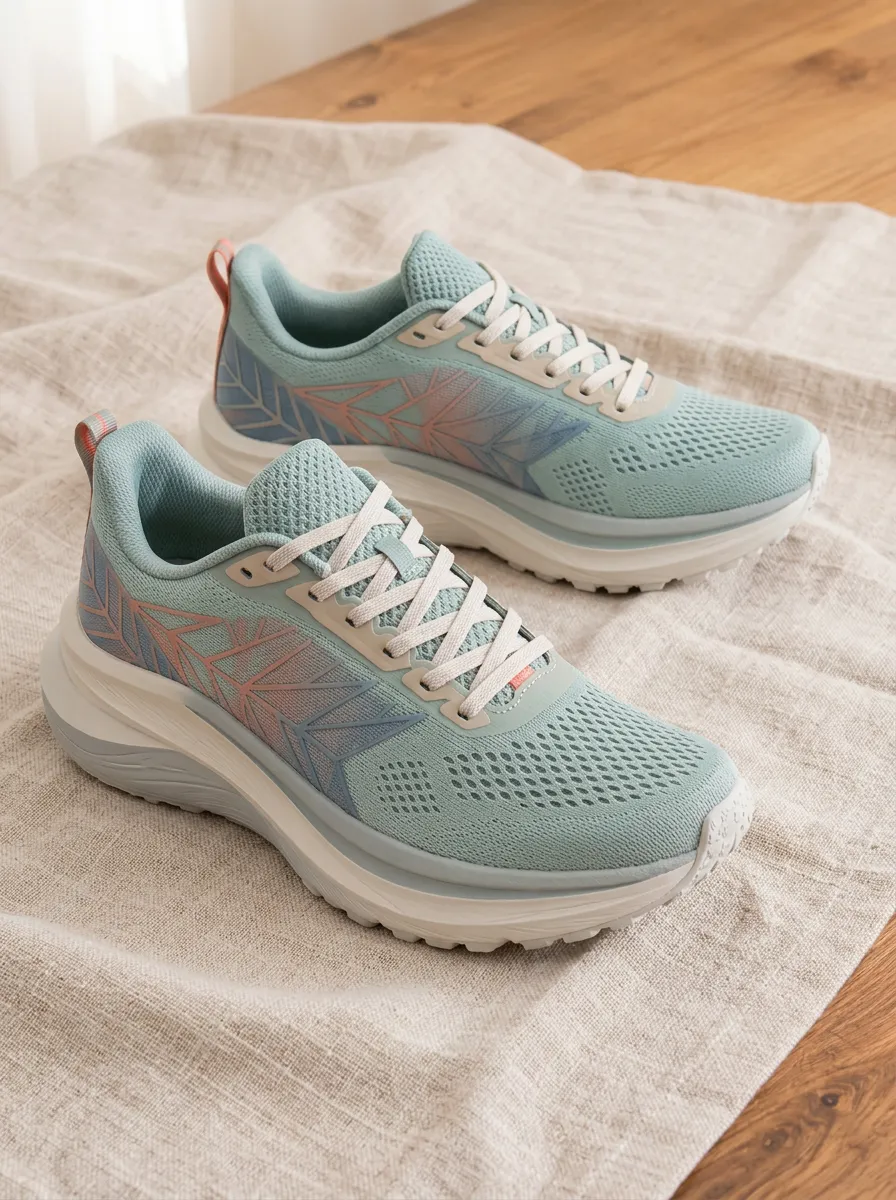 Women's Stride Geometric Leaf Pattern Printed Running Shoes Sneakers
