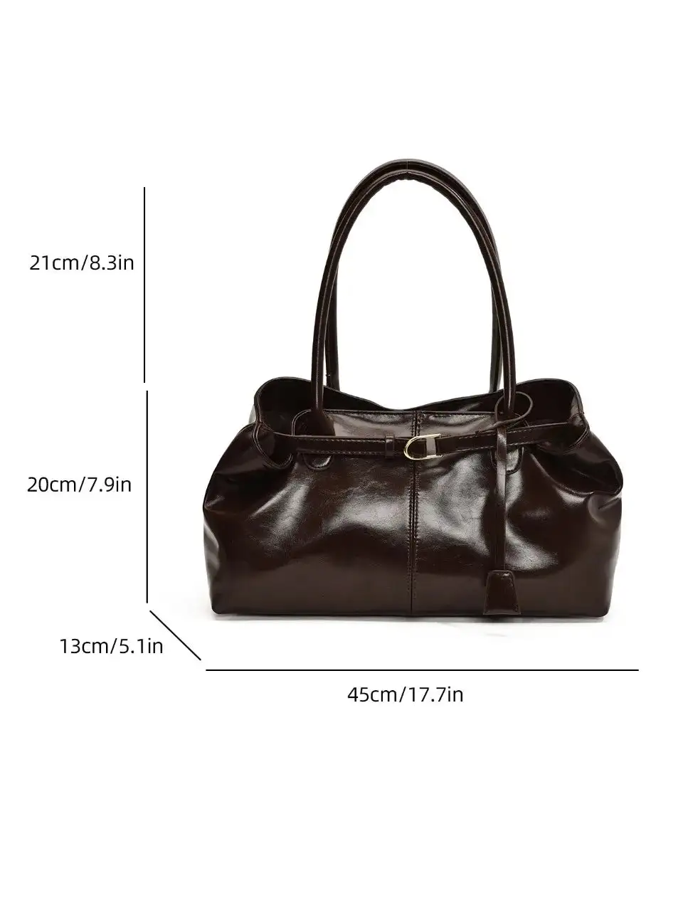 Chic Glossy Chocolate Brown Shoulder Bag