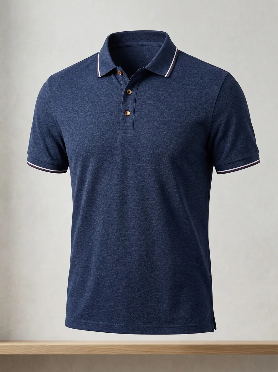 Refined Contrast-Trim Men's Polo Shirt