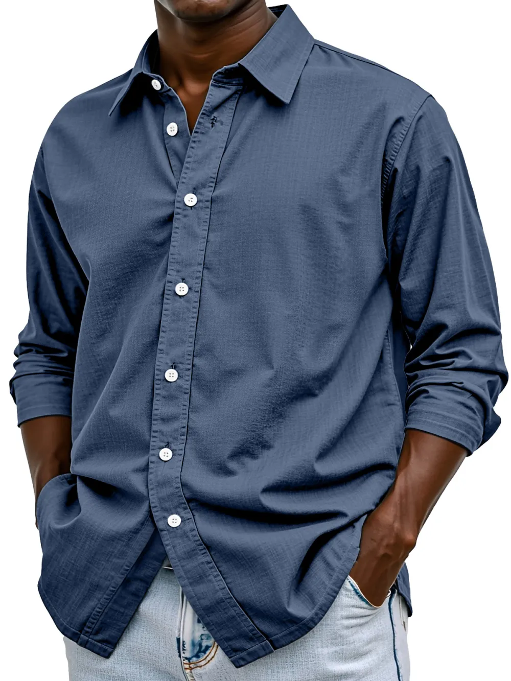 Everyday Long Sleeve Open Collar Shirt