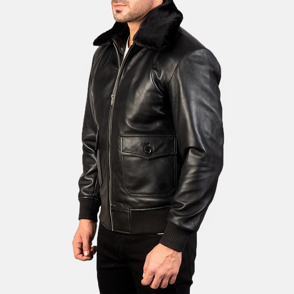 Men's Casual Bomber Leather Jacket