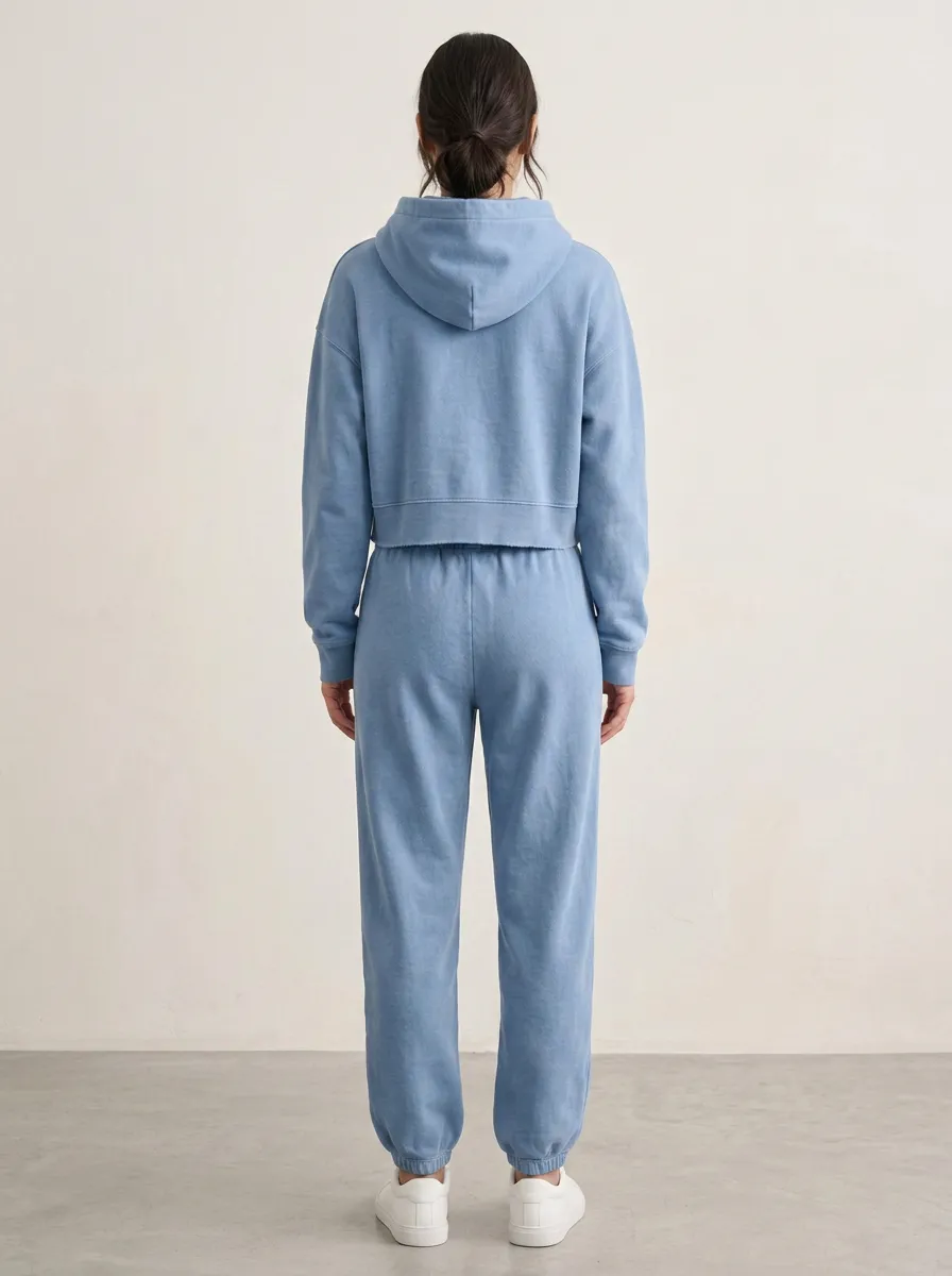 Studio Minimal-Look Women's Cropped Zip-Up Hoodie Jogger Active Set