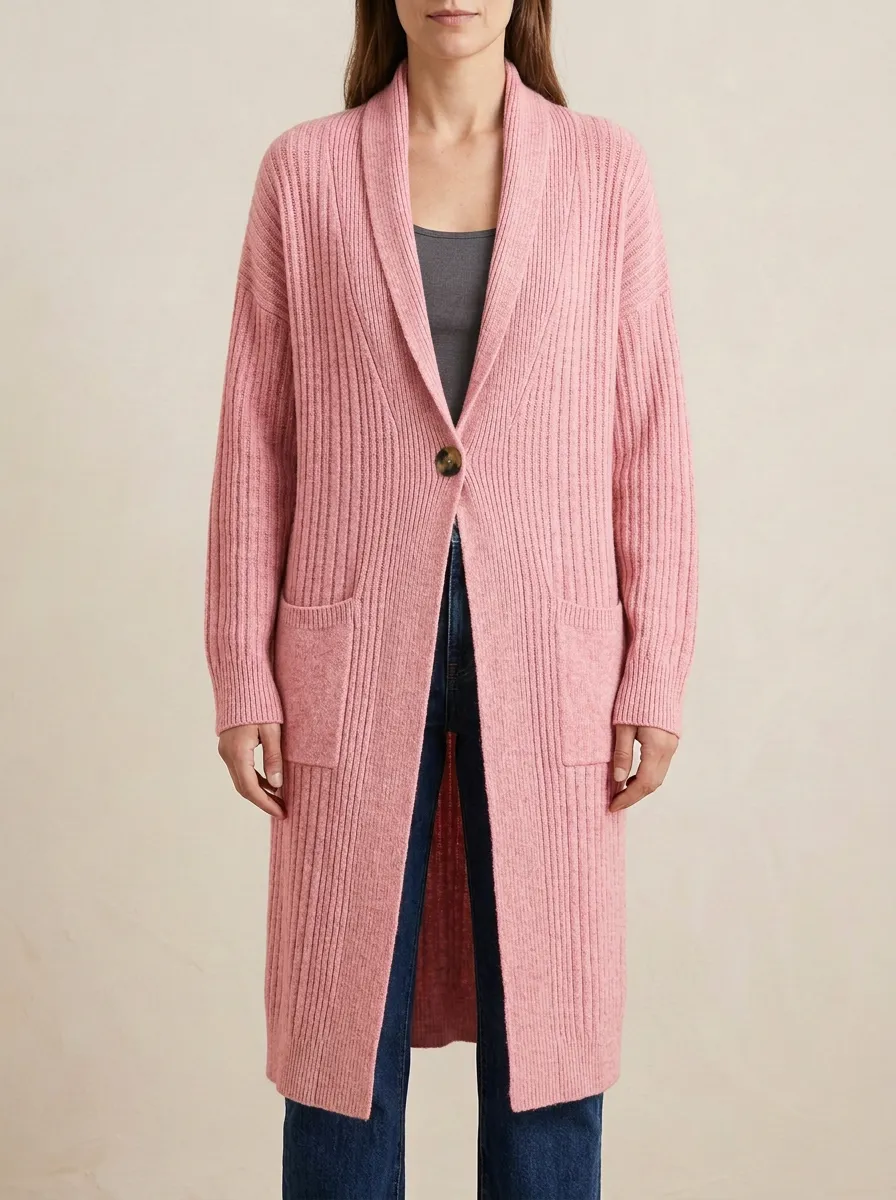 Women's Heritage Inspired Ribbed Minimal Knit Cardigan