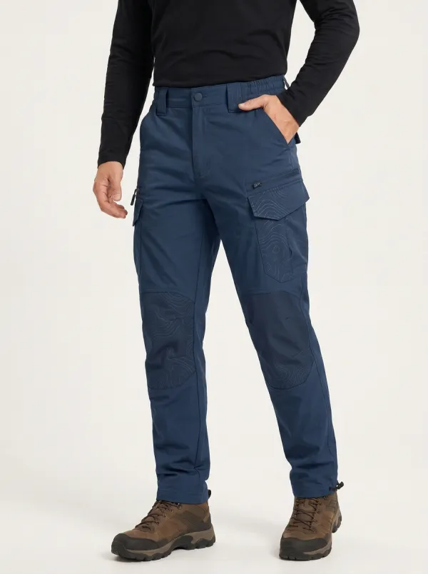 Men's Charcoal Grey Topographic Reinforced Knee Tactical Cargo Pants