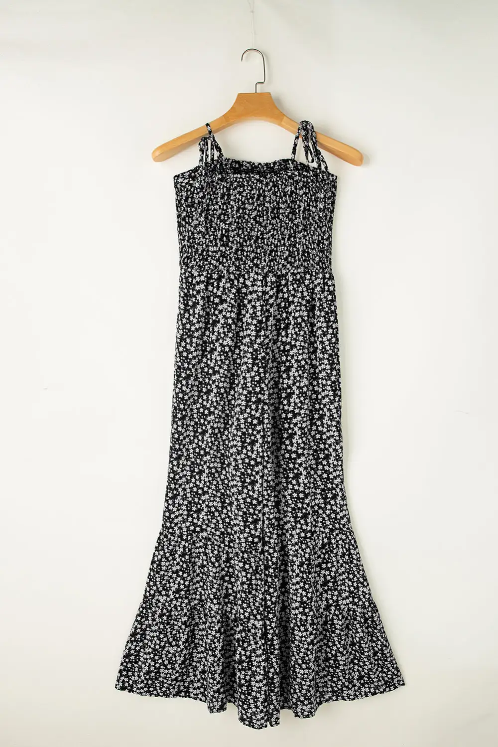 Thin Straps Smocked Bodice Wide Leg Accessory